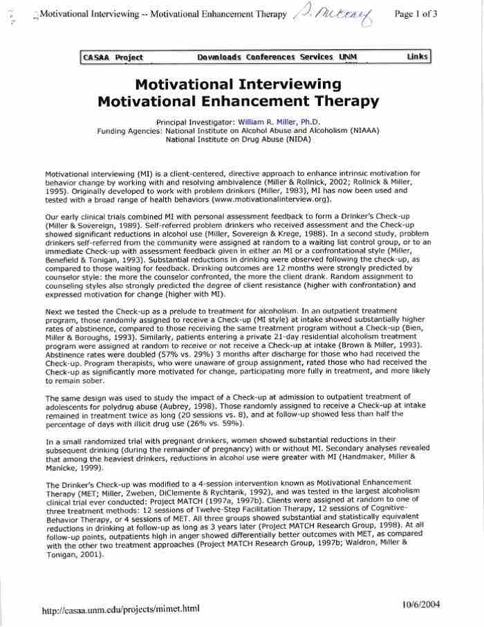 Motivational Enhancement Therapy